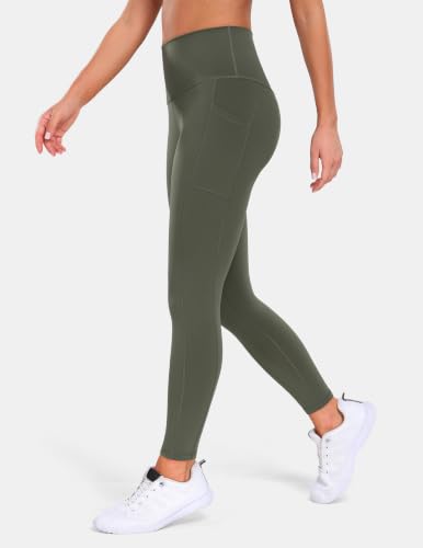 Colorfulkoala Essential 7/8 Leggings with Pockets - color: Army Green, size: X-Large