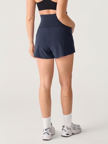 MOMANDA Athletic Maternity Dolphin Shorts 3" - color: Twilight Blue, size: X-Small