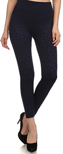 Sakkas Women's Patterned Soft Fleece Lined High Waist Leggings - color: Navy, size: One Size