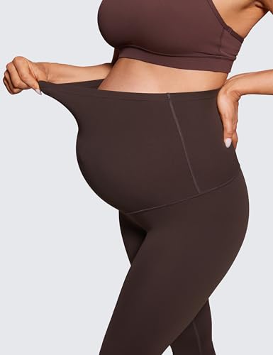 CRZ YOGA Maternity Capris Leggings 21" - color: Hot Fudge Brown, size: X-Large