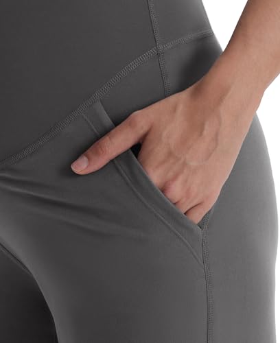 Maternity Pants Wide Leg Stretchy Pregnancy Trousers - color: Dark Grey, size: Medium