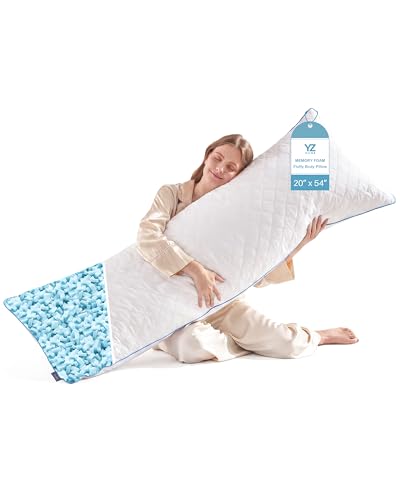 YZ HOME Long Body Pillow for Adults,Firm Body Pillow Shredded Memory Foam - color: White