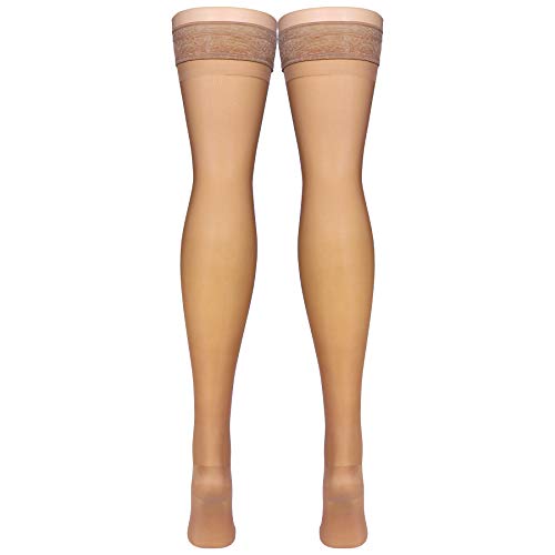 Truform Sheer Compression Stockings, 15-20 mmHg, Women's Thigh High Length, 20 Denier, Beige, Small - color: Beige, size: Small (1 Pair)