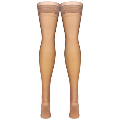 Truform Sheer Compression Stockings, 15-20 mmHg, Women's Thigh High Length, 20 Denier, Beige, Small - color: Beige, size: Small (1 Pair)