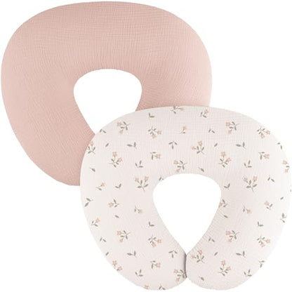 MairMore 2 Pack Muslin Baby Nursing Pillow Covers - color: Pink Blossom