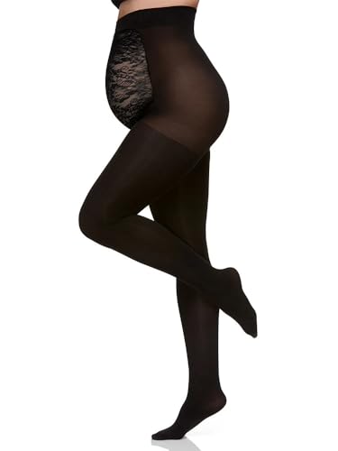Berkshire Maternity Tights with Lace Panel - Style 5701 - color: Black, size: B