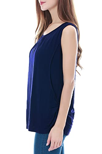 Smallshow Women's Maternity Nursing Tank Tops Breastfeeding Clothes 3-Pack - color: Black-navy-white Stripe(3 Packs), size: X-Large