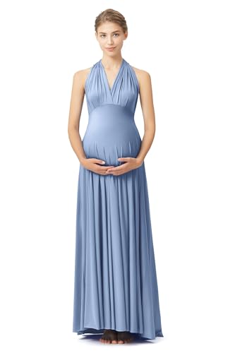 72styles Maternity Multi-Way Wrap Infinity Maxi Dress for Baby Shower - color: Dusty Blue, size: One Size