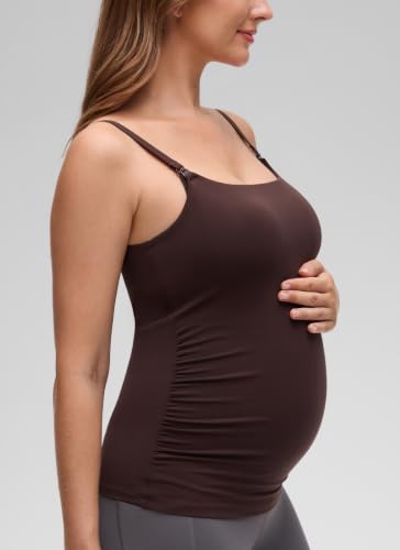 CRZ YOGA Maternity Nursing Tank Tops - color: Hot Fudge Brown, size: X-Large