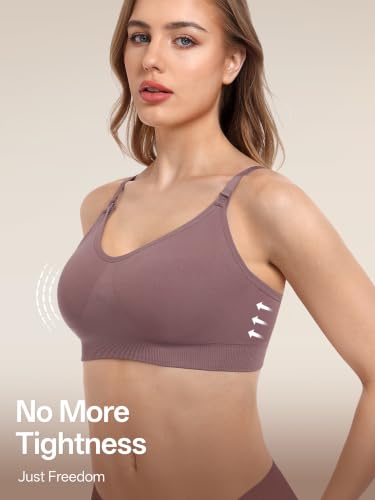 Angelhood Nursing Bras for Breastfeeding & Sleep, Seamless Maternity Bra - color: Black/Mauve/Blue, size: Small