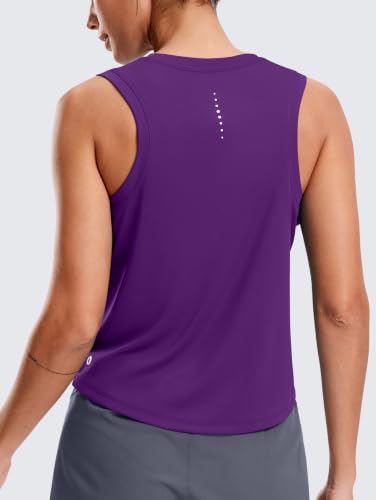 SANTINY Cropped Racerback Workout Tank Top - color: Dark Purple, size: X-Small