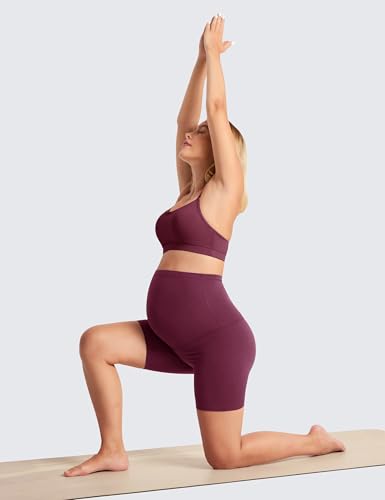 BAYDI Clouduxi Maternity Biker Shorts Over the Belly 6" - color: Garnet Red, size: Medium
