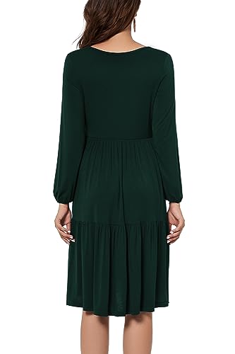 Smallshow Women's Maternity Dress Ruffle Long Sleeve Pregnancy Clothes - color: Deep Green, size: XX-Large