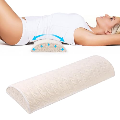 Cozyhealth - 3.15"H*23.6"L - Soft Lumbar Pillow for Sleeping, Memory Foam Back Lumbar Support Cushion for Lower Back Pain Relief Bed Waist Sleep Support Pillow for Side, Back Sleepers (White, Large) - color: White, size: Large