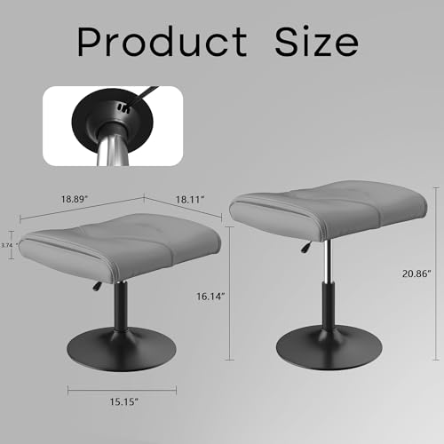 VECELO Office Foot Rest Under Desk Ottoman, Height Adjustable, Gray - color: Gray
