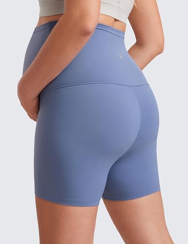 CRZ YOGA Maternity Biker Shorts 4" - color: Oasis Blue, size: X-Small