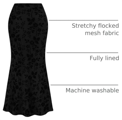 BTFBM Womens Floral Mesh Maxi Skirts - color: Black, size: Medium
