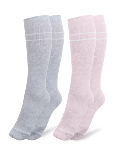 Kindred Bravely Maternity Compression Socks for Pregnancy Knee High, 2 Pack - color: 2pack-pink & Grey Heather, size: Extra Wide