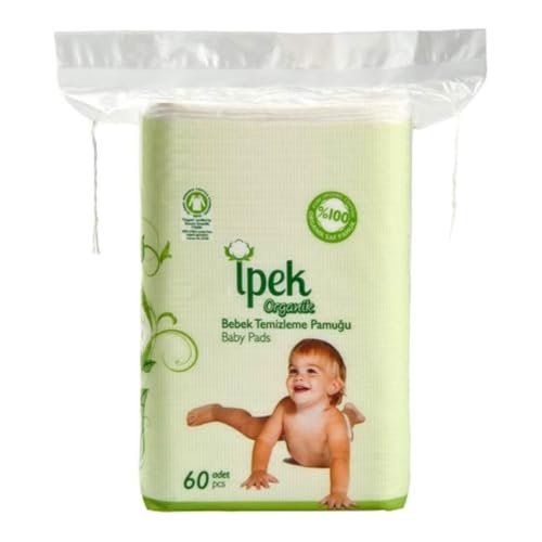 Baby Organic Large Dry Pads 100% Cotton Squares for Baby Care Diapering (60 count)