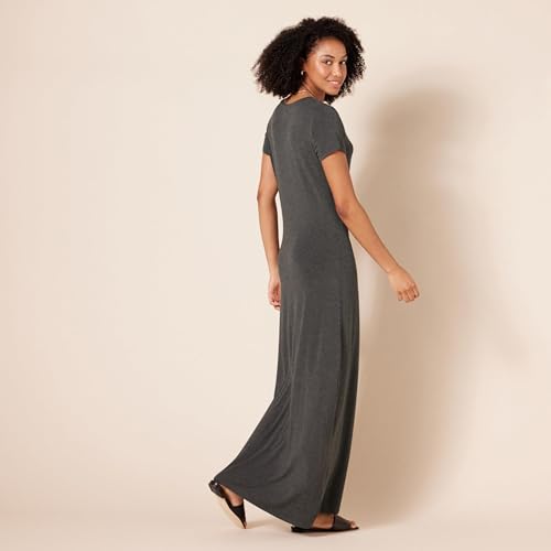 Amazon Essentials Women's Short-Sleeve Maxi Dress - color: Charcoal Heather, size: Small