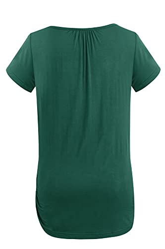 Smallshow Women's Nursing Tops Ruched Short Sleeve Breastfeeding Shirts 3-Pack - color: Deep Green-deep Grey-wine, size: Large