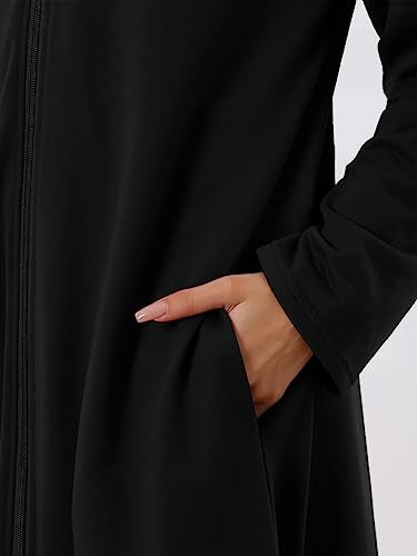 cheibear Women Long Sleeve Cardigan Knit Zip Up with Pockets - color: Black, size: Medium