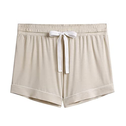 Cherrydew Women's Bamboo Viscose Cooling Button Up Pajama Shorts Set - color: Cream, size: X-Large