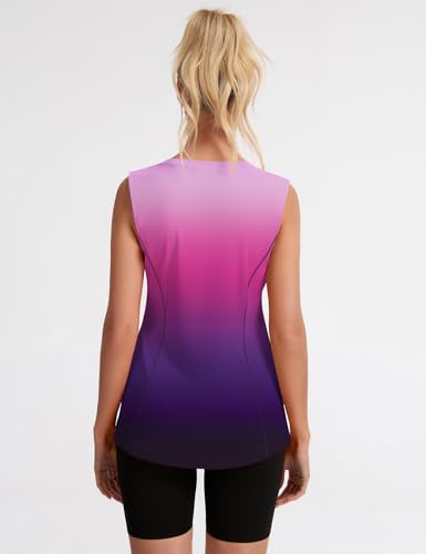 Avoogue Womens Tank Tops Sleeveless Workout Tops UPF50+ Sun Athletic Shirts - color: Gradient Purple, size: Small