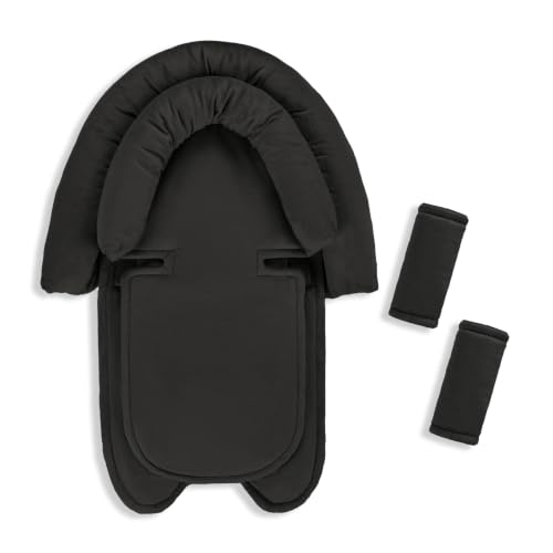 Baby Car Seat Head Support for Newborn, GFU 2 in 1 Infant Car Seat Head Body Support with Strap Pads, Soft Stroller Cushion Pillow Insert for Girls, Fits for Stroller, Swing Black - color: black
