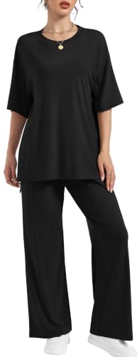 RUBZOOF Womens Lounge Sets 2 Piece Outfits Matching Clothing - color: Black, size: Medium