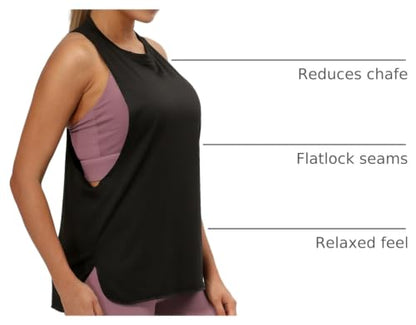 icyzone Women's Racerback High Neck Workout Athletic Yoga Muscle Tank Tops - color: Black, size: Medium
