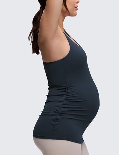 CRZ YOGA Maternity Racerback Tank Tops - color: True Navy, size: Medium