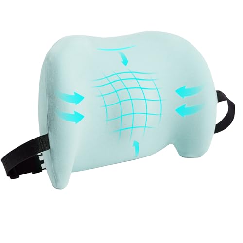 Lumbar Support Pillow for Office Chair, Memory Foam Car Back Cushion - color: Green