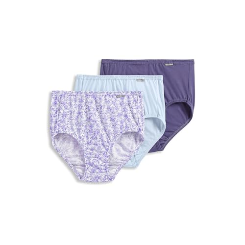 Jockey Women's Underwear 100% Cotton Elance Brief - 3 Pack - color: Midnight Iris/Bouquet Bloom/Frothy Blue, size: 7