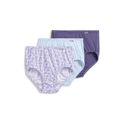 Jockey Women's Underwear 100% Cotton Elance Brief - 3 Pack - color: Midnight Iris/Bouquet Bloom/Frothy Blue, size: 7