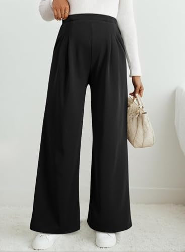 BLENCOT Women Maternity Work Pants Elastic High Waist Dressy Casual - color: Black, size: XX-Large