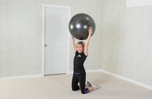 Black Mountain Products Professional Grade Exercise Stability Yoga Ball, Foot Pump, Ball Plug, Plug Puller, 2000 Pounds Static Weight Capacity Antiburst - color: Blue, size: 65 cm