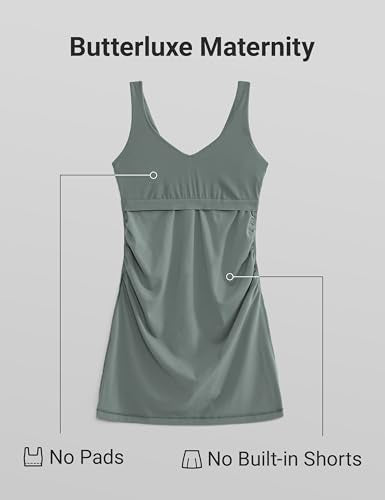 CRZ YOGA Maternity V Neck Mini Dress - color: Grey Sage, size: Medium