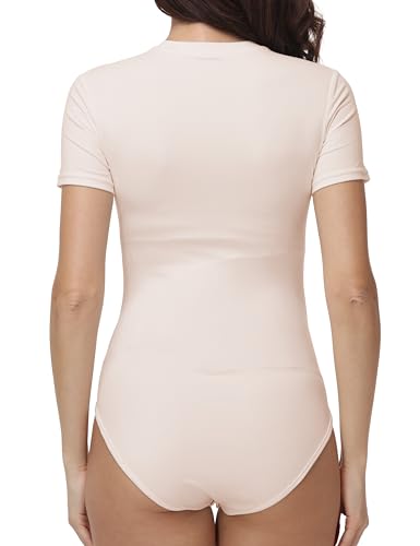 Women's Maternity Bodysuit Short Sleeve T Shirt - color: Apricot, size: Medium