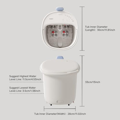 11.5-inch Foot Spa with Four Detachable Electric Massage Turntables, Featuring Circular Water Column Surfing Technology, Built-in Timer, and Intelligent Water Temperature Control