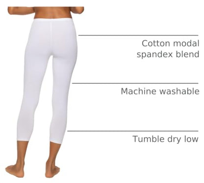 Felina Women's Cotton Modal Capri Leggings - color: White, size: X-Large