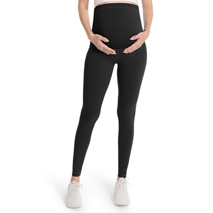 Over‑Belly Maternity Leggings, Soft Stretch Yoga Pants - color: 1 Pack-black, size: X-Large