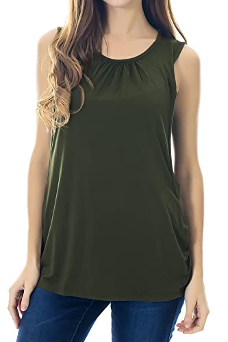 Smallshow Women's Maternity Nursing Tank Tops Breastfeeding Clothes 3-Pack - color: Army Green-black-orange(3 Packs), size: Medium