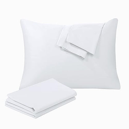 100% Egyptian Cotton Standard Size Pillow Protectors with Zipper Set of 2 - color: White, size: Standard 2pack