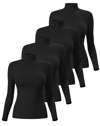 4 Pack Women's Underscrub Shirts - color: Black, size: Large
