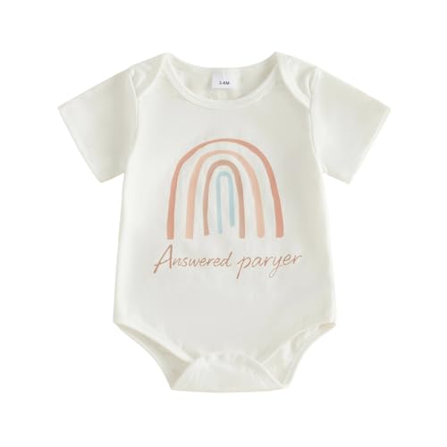 Pregnancy Announcement Baby Bodysuit Gender Neutral Romper - color: Answered Prayer-white, size: Newborn