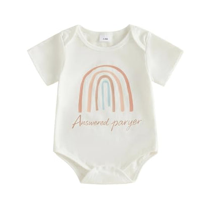Pregnancy Announcement Baby Bodysuit Gender Neutral Romper - color: Answered Prayer-white, size: Newborn