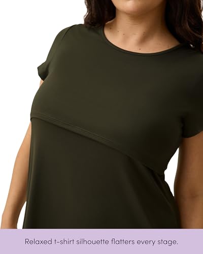 Kindred Bravely Essentials Maternity and Nursing T Shirt Dress Short Sleeve - color: Black, size: Large