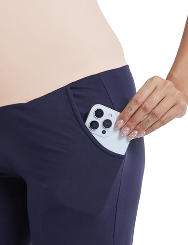 Women's Maternity Pants Wide Leg Trousers - color: 2 Pack Black/Navy, size: Small