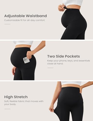 VALANDY Creamlush 2/4 Pack Maternity Leggings with Pockets Over the Belly - color: 4pack - 4*black, size: X-Large